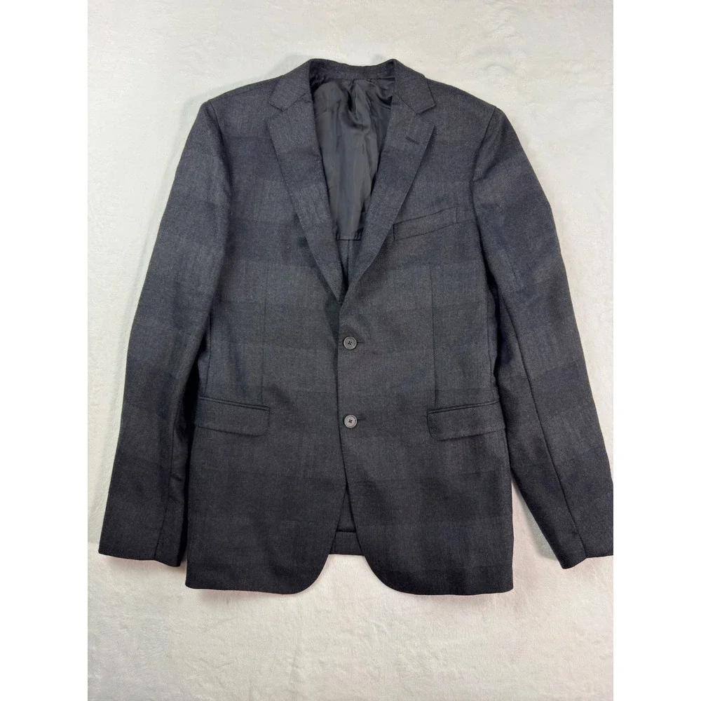Z Zegna Mens 52L Charcoal Grey Wool Silk Herringbone Blazer Jacket Drop 8 Deco